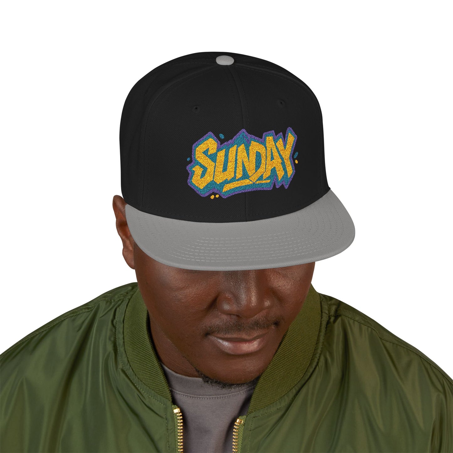 SUNDAY Graffiti Snapback | Bold Flat Bill Statement Hat in Street-Inspired Style