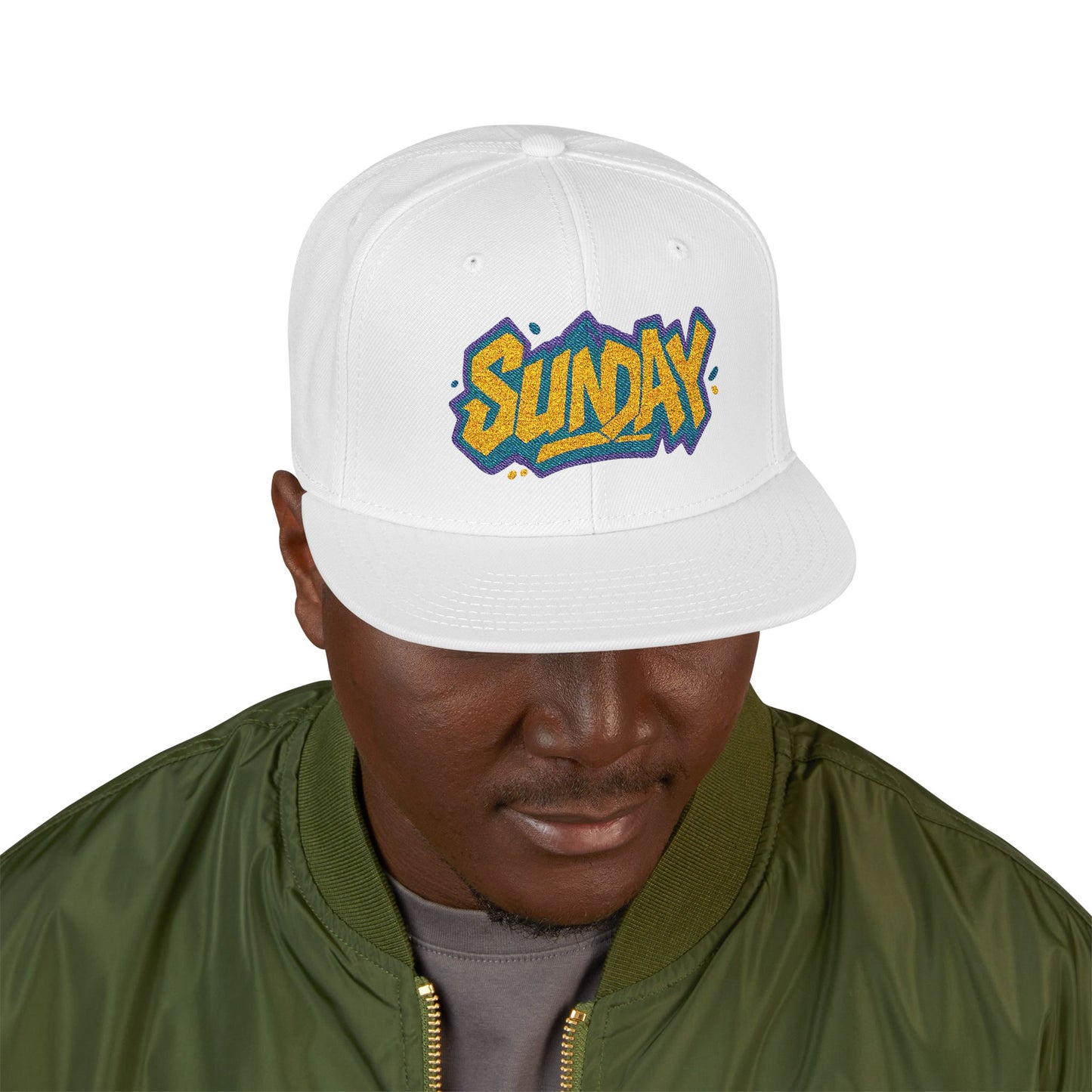 SUNDAY Graffiti Snapback | Bold Flat Bill Statement Hat in Street-Inspired Style