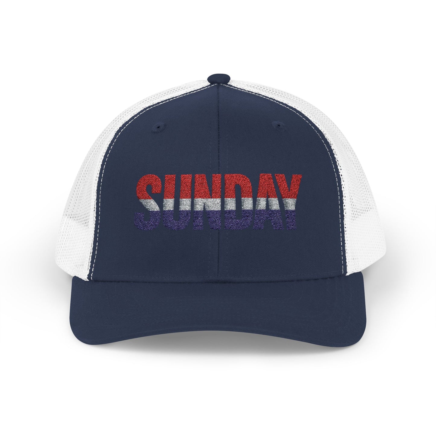 Sunday Snapback – Red, White & Blue Trucker Hat | Bold Patriotic Golf Cap for Summer & Streetwear Style