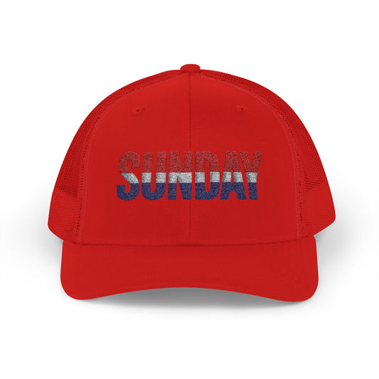 Sunday Snapback – Red, White & Blue Trucker Hat | Bold Patriotic Golf Cap for Summer & Streetwear Style