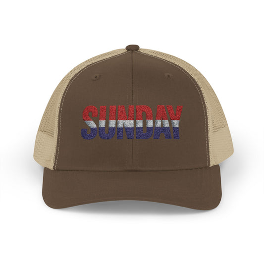 Sunday Snapback – Red, White & Blue Trucker Hat | Bold Patriotic Golf Cap for Summer & Streetwear Style