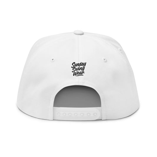 Move With Purpose | White Flat Bill Hat with Royal Blue Embroidery