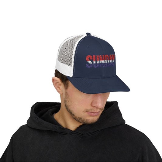Sunday Snapback – Red, White & Blue Trucker Hat | Bold Patriotic Golf Cap for Summer & Streetwear Style
