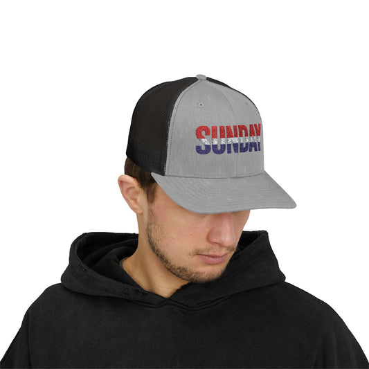 Sunday Snapback – Red, White & Blue Trucker Hat | Bold Patriotic Golf Cap for Summer & Streetwear Style