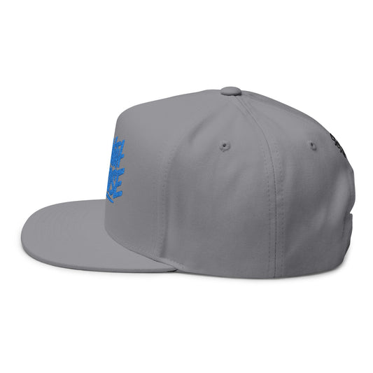 Move With Purpose | White Flat Bill Hat with Royal Blue Embroidery