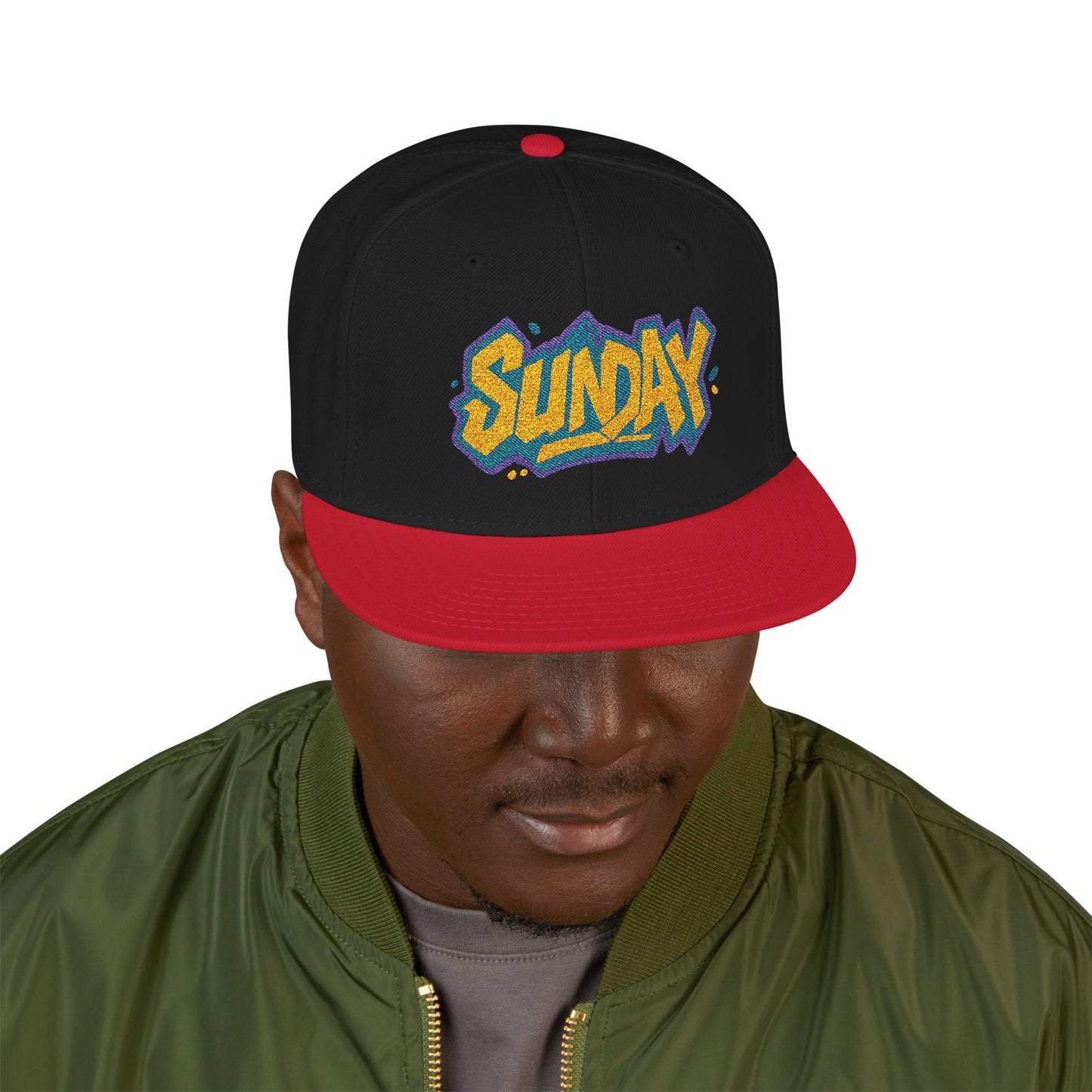 SUNDAY Graffiti Snapback | Bold Flat Bill Statement Hat in Street-Inspired Style