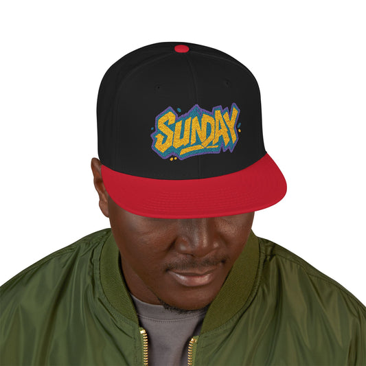 SUNDAY Graffiti Snapback | Bold Flat Bill Statement Hat in Street-Inspired Style