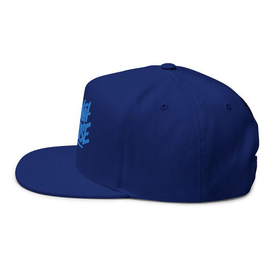 Move With Purpose | White Flat Bill Hat with Royal Blue Embroidery