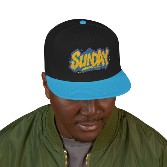 SUNDAY Graffiti Snapback | Bold Flat Bill Statement Hat in Street-Inspired Style
