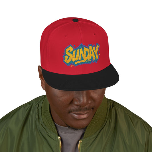 SUNDAY Graffiti Snapback | Bold Flat Bill Statement Hat in Street-Inspired Style