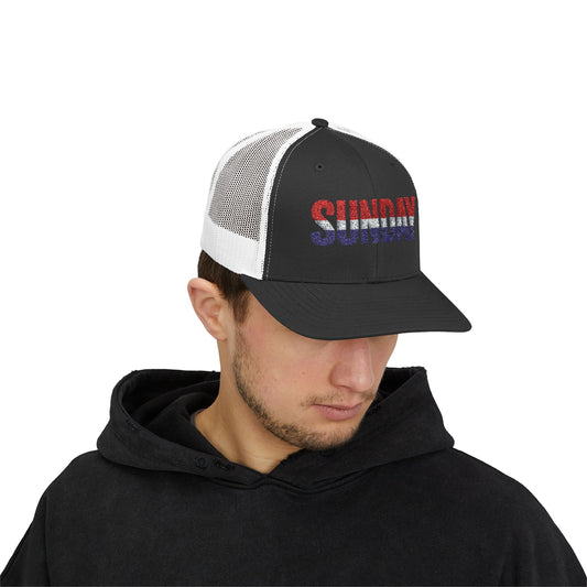 Sunday Snapback – Red, White & Blue Trucker Hat | Bold Patriotic Golf Cap for Summer & Streetwear Style