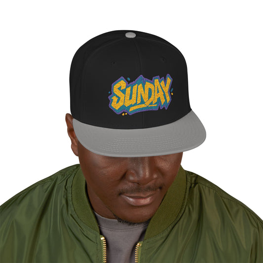 SUNDAY Graffiti Snapback | Bold Flat Bill Statement Hat in Street-Inspired Style