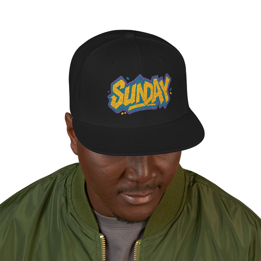 SUNDAY Graffiti Snapback | Bold Flat Bill Statement Hat in Street-Inspired Style