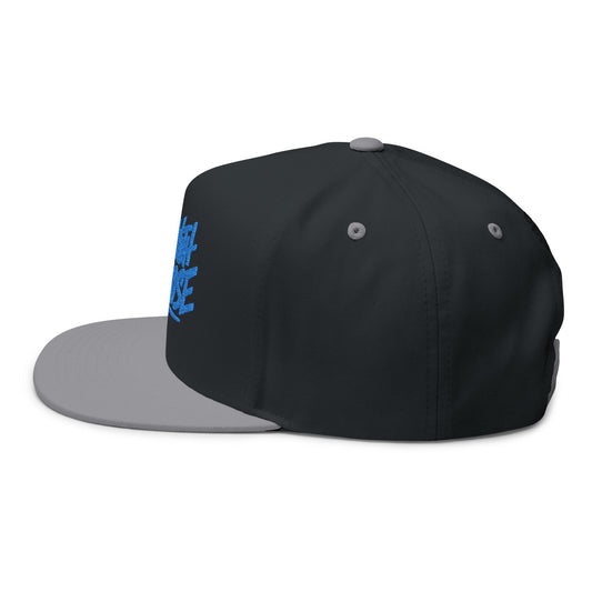 Move With Purpose | White Flat Bill Hat with Royal Blue Embroidery