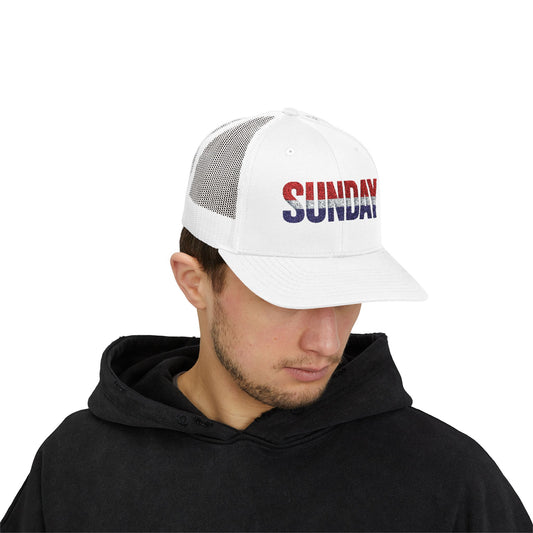 Sunday Snapback – Red, White & Blue Trucker Hat | Bold Patriotic Golf Cap for Summer & Streetwear Style