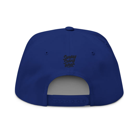 Move With Purpose | White Flat Bill Hat with Royal Blue Embroidery
