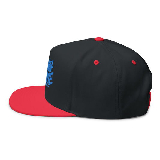Move With Purpose | White Flat Bill Hat with Royal Blue Embroidery