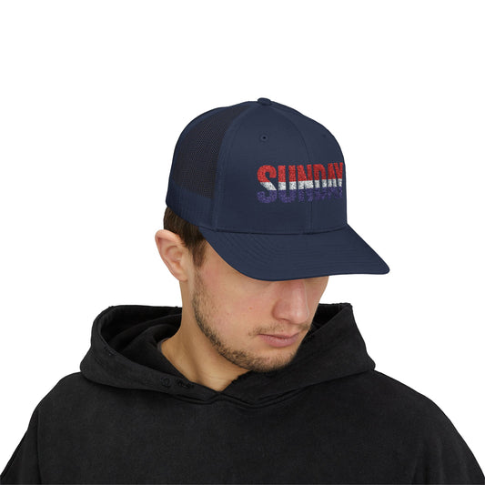 Sunday Snapback – Red, White & Blue Trucker Hat | Bold Patriotic Golf Cap for Summer & Streetwear Style
