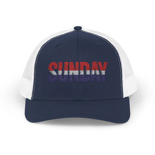 Sunday Snapback – Red, White & Blue Trucker Hat | Bold Patriotic Golf Cap for Summer & Streetwear Style