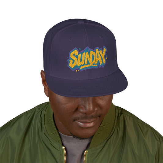 SUNDAY Graffiti Snapback | Bold Flat Bill Statement Hat in Street-Inspired Style