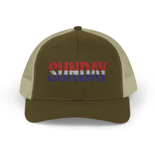 Sunday Snapback – Red, White & Blue Trucker Hat | Bold Patriotic Golf Cap for Summer & Streetwear Style