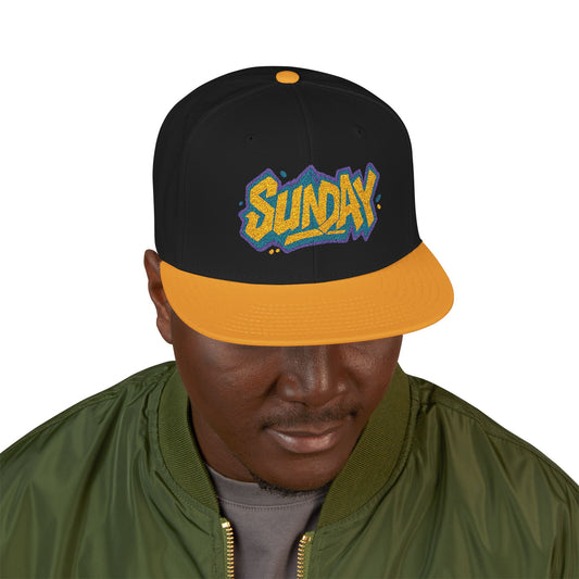 SUNDAY Graffiti Snapback | Bold Flat Bill Statement Hat in Street-Inspired Style