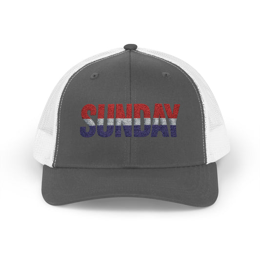 Sunday Snapback – Red, White & Blue Trucker Hat | Bold Patriotic Golf Cap for Summer & Streetwear Style