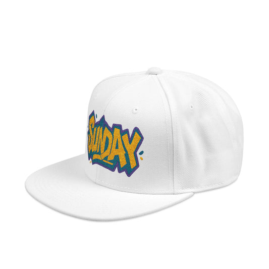 SUNDAY Graffiti Snapback | Bold Flat Bill Statement Hat in Street-Inspired Style