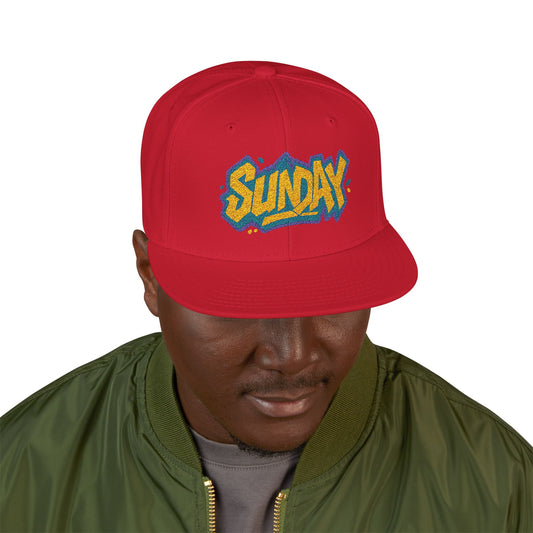 SUNDAY Graffiti Snapback | Bold Flat Bill Statement Hat in Street-Inspired Style