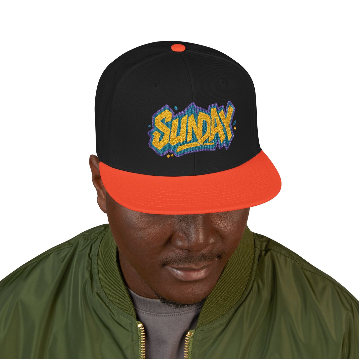 SUNDAY Graffiti Snapback | Bold Flat Bill Statement Hat in Street-Inspired Style