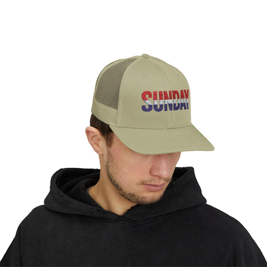 Sunday Snapback – Red, White & Blue Trucker Hat | Bold Patriotic Golf Cap for Summer & Streetwear Style