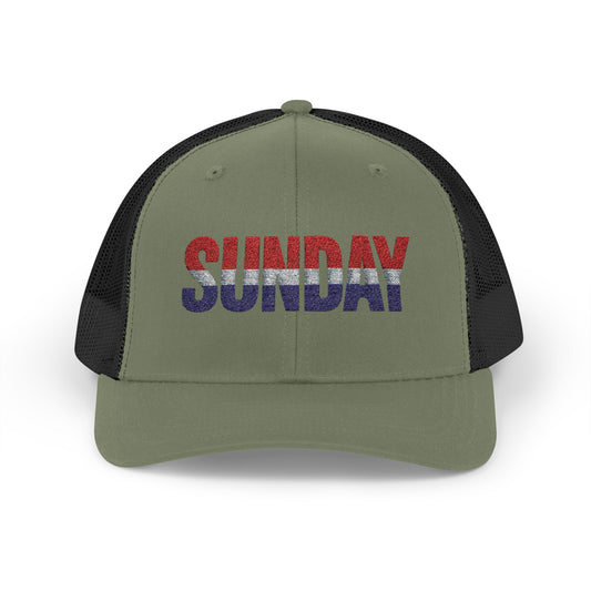 Sunday Snapback – Red, White & Blue Trucker Hat | Bold Patriotic Golf Cap for Summer & Streetwear Style