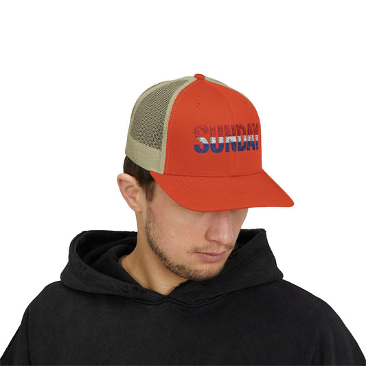 Sunday Snapback – Red, White & Blue Trucker Hat | Bold Patriotic Golf Cap for Summer & Streetwear Style