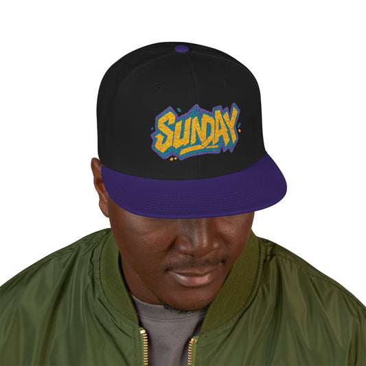 SUNDAY Graffiti Snapback | Bold Flat Bill Statement Hat in Street-Inspired Style