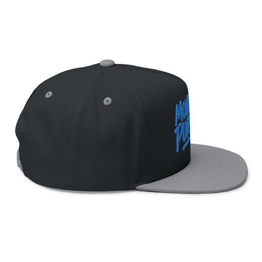 Move With Purpose | White Flat Bill Hat with Royal Blue Embroidery